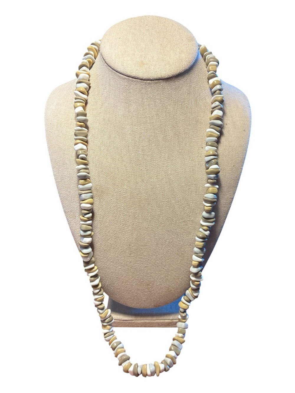 🔵 Neutral Beaded Long Necklace ~ 31 Inches